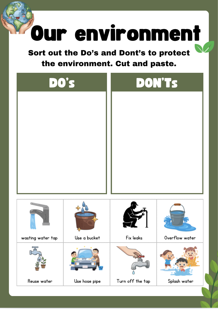 Our Environment — Sort the Do's and Don'ts to protect our planet.